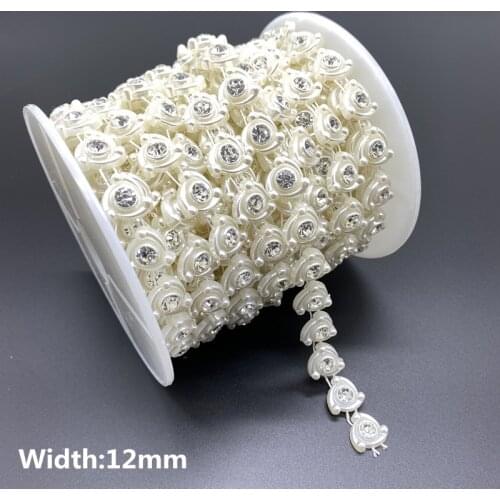 1Yards Chain Pearl Crystal Jewelry Chain Sew On Trims Wedding Dress Costume Applique Jewelry Making DIY Accessories #07