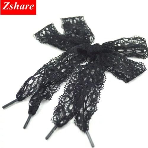 1 Pair Fashion Sexy Lace Shoelaces 3CM Width Black White Flat Sneaker ShoeLace For Women 80cm 100cm 120cm Length LS-1