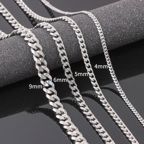 1PCS Punk Stainless Steel Mens Necklace Cuban Link Chain Hip Hop Jewelry Gifts 4/5/6mm Fashion