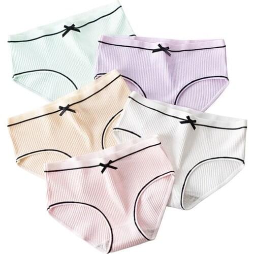 10Pcs/Lot Girls Cotton Underwear Cute Knot Soft Breathable Briefs Young Girl Panties Solid Girl Briefs Children Clothes