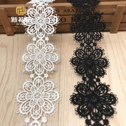 15Yards White Embroidered Lace Trim Ribbon Fabrics Sew On Flower Appliques Embellishment Home Decoration Dantel Aplike Dentelles