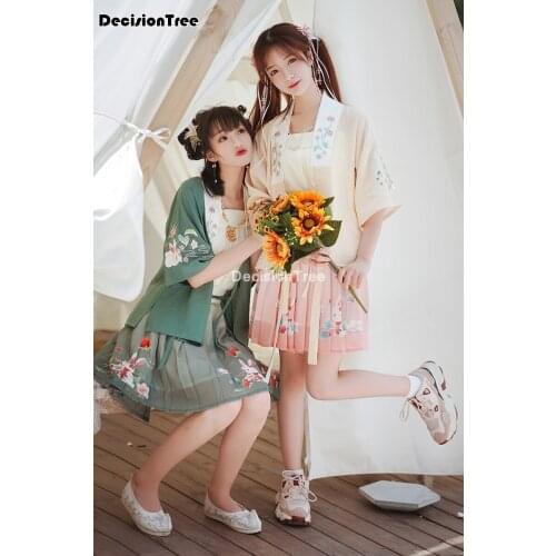 2021 han dynasty woman dance costumes traditional chinese clothes ancient mesh skirt and top women embroidery dress hanfu