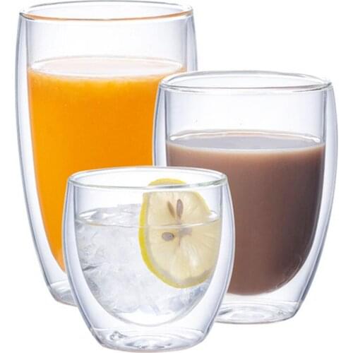 250/350/450ml wine glass cup Milk Coffee Double Layer Insulation Water Glass Cup Mug Drinkware whiskey glass vasos de vidrio