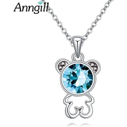 Promotion Cute Bear Pendant Necklace For Women Girl Fashion Animal Necklace Crystal From Swarovski Summer Party Accessories Gift