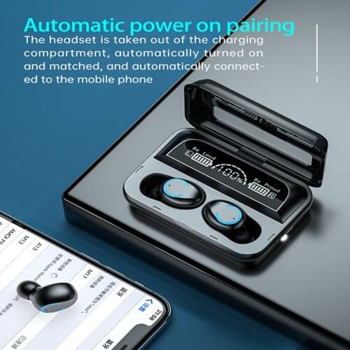 Wireless Bluetooth Headset HD LED Digital Display Quality Intelligent Noise Reduction Binaural High-intensity Calls Support Siri