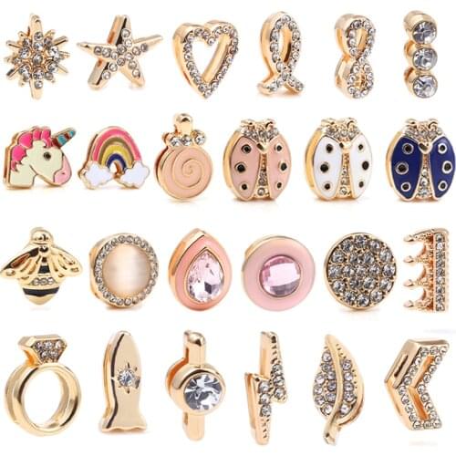 2Pcs/Lot Fashion Gold Color Slide Charm Beads Fit 10mm Mesh Bracelet DIY Brand Bracelet Femme Jewelry Accessories Making