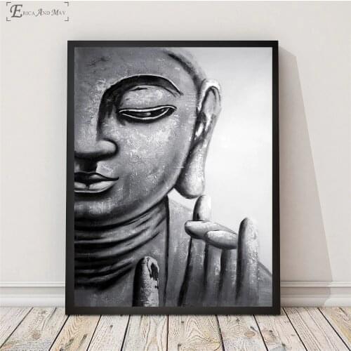 Black And White Buddha Zen Canvas Printed Painting Wall Pictures Home Decor Posters And Prints Art For Living Room
