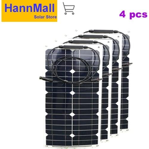 HannMall Flexible Solar Panel Plate 12V 25W Solar Charger for Car Battery Charging 18V Monocrystalline Cell Module For House