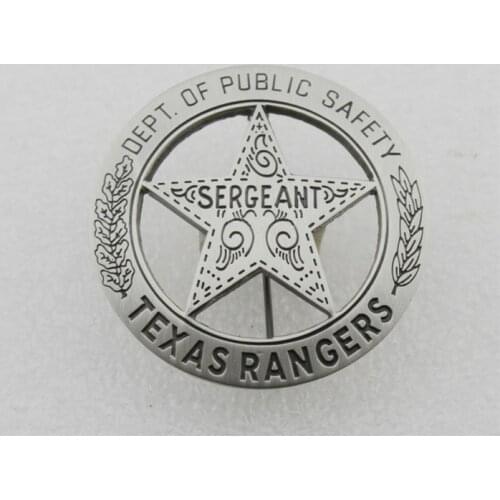 Classic TEXAS RANGERS SERGEANT, Replica Movie Prop Pin Badge