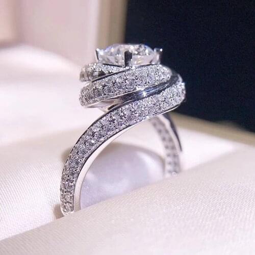 Solid 18K White Gold 1ct AU750 DF Color Round Brilliant Cut Moissanite Ring Lab Diamond Engagement Ring For Women