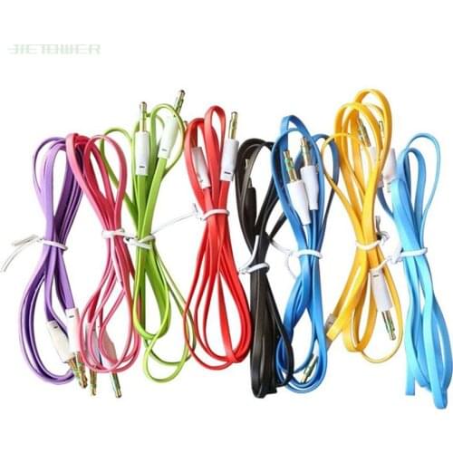 3.5mm to 3.5mm Male to Male Colorful Flat Type Car Aux Stero Audio Headphone Jack Extension Cable 1000pcs/lot