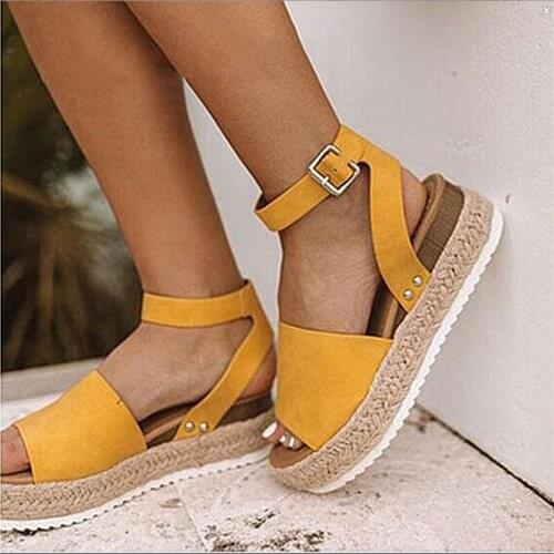 Summer Sandals Roman Fashion Women Strap Sandals Wedges Shoes Casual Peep Toe Espadrille Femme Flat Shoes