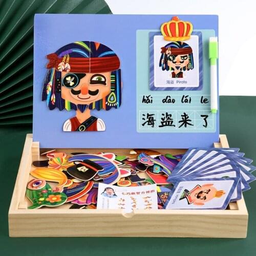 Magnets Figure Puzzles Kids Toys Montessori Materials Educational Wooden Toys For Children Magnetic Drawing Board Games For Baby