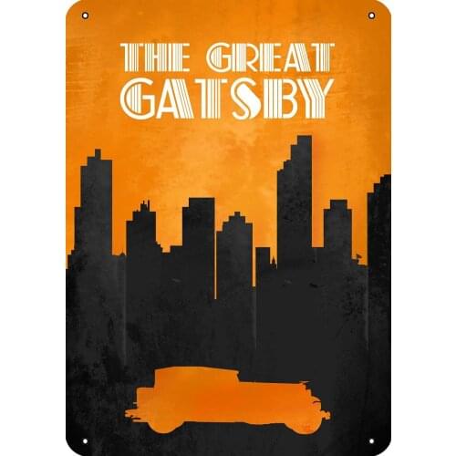 Metal Sign The Great Gatsby Home Furnishing Room Art Deco Landscape Drawing Old-fashioned Retro Metal Tin Plate 8x12 Inch