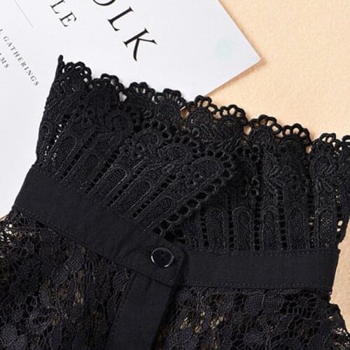 Fashion Women Solid Shirt Cotton Lace False Collars White & Black Blouse Vintage Detachable Adjust Clothes Accessories