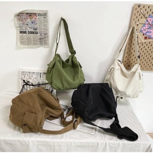 Fashion Womens Bag New Solid Color Large Capacity Canvas Messenger Bags Outdoor Leisure Travel Bags Student Shoulder Bags 2021