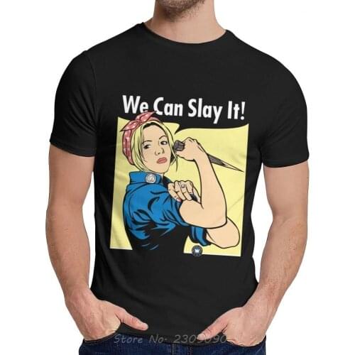 Buffy The Riveter T Shirt Men O-Neck Casual Male Natural Cotton T-shirt Funny Tees Tops Harajuku