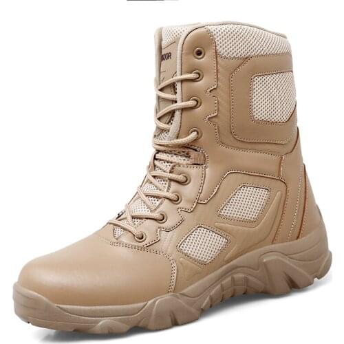 Spring Outdoor Men Sports Tactical Military Shoes Camp Mountain Climbing Ankle Boots Non-slip Combat Hiking Sneakers Big Size 47