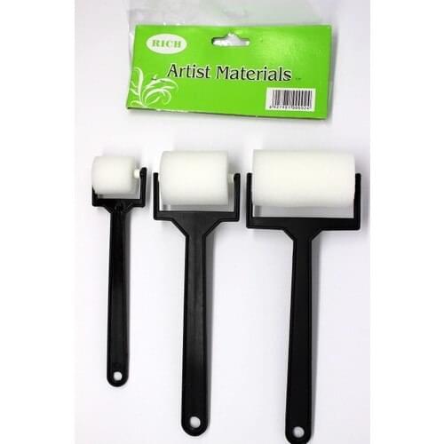 Rich Sponge Roller Brush Eco 3 Piece Set Material Sponge Usable Paints Acrylic Water Based Oily Light and Functional