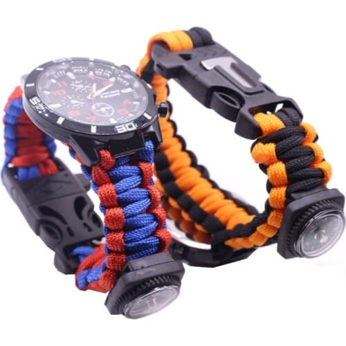 Paracord Bracelet Multitool Survival Kit Paracord Watch Outdoor Rescue Emergency Rope Wristband with Knife Camping Equipment