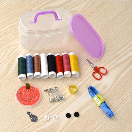 Sewing Box Set Household Portable 10 Piece Set Scissors Thimble Threader Mini Tool Sewing Thread Multi-function Sewing Kit E
