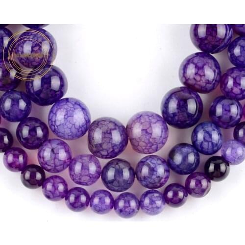 Natural Stone Purple Dragon Veins Agates Beads Round Loose Spacer Beads For Jewelry Making Diy Bracelet Necklace 6 8 10mm 15"