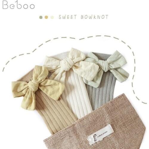 Girls Socks Spring And Summer New Korean Style Bow Children Middle Tube Combed Cotton Socks Fashion Solid Color Princess Socking