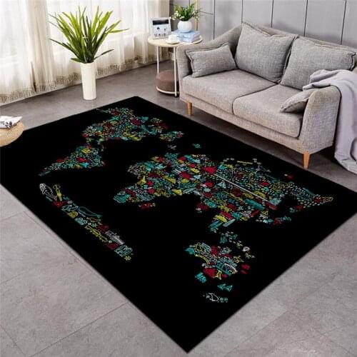 2020 New World Map Large Carpets for Living Room Vivid Printed Blue Floor Mat Soft Area Rug Fashion Carpets