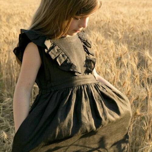 New 2021 Summer Casual Kids Dresses For Girls Pure Color Princess Dresses Loose Kids Girl Dress Sleeveless Dress