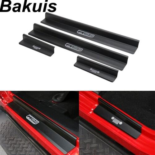New Door sills Car Pedal Scuff Plate Entry Guards-Black For Jeep Wrangler JK 4 Door 2007-2017 Aluminum Alloy High Quality 4-Door