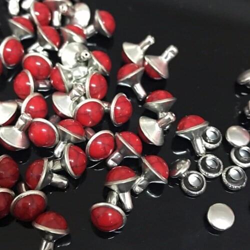 New Coming DIY 100PCS 6.8MM Accessories Red Turquoise Rivets Crack Rivets Leather Craft Punk Studs Fit DIY Making Shipping Free