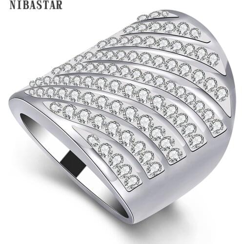 Wholesale Hot Selling Beautiful High Quality Multi- Row CZ Crystal 316L Stainless Wedding Ring Fashion Jewelry for women