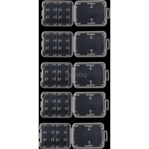 5PCS Plastic Transparent Standard 8 in 1 Memory Card Storage Case Whosale&Dropship