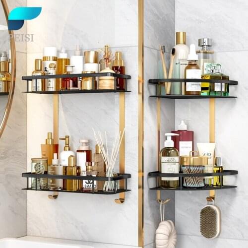 PEISI Bathroom Shelves Punch-free Corner Shelf Shower Storage Rack Kitchen Holder Toilet Kitchen Organizer Bathroom Accessories