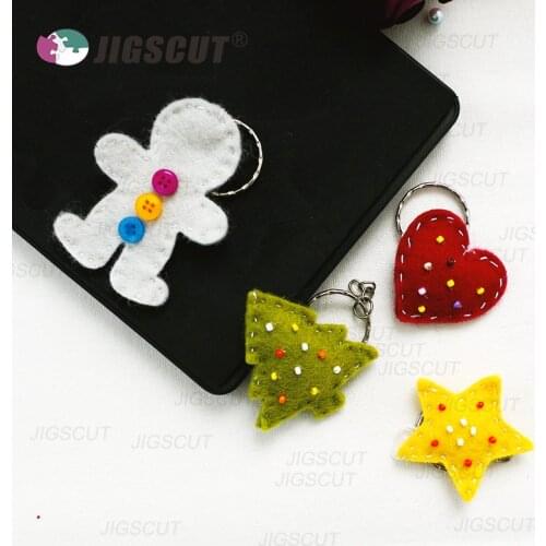 Christmas die cut dies include tree，star，heart shaps scrapbooking wood die used to make felt to do key pendant mold HO0001