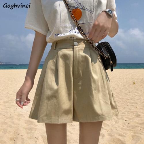 Shorts Women Summer Soft Fashion Office Lady Sweet All-match Wide Leg Trousers Simple High Waist Casual Elegant Streetwear Ins
