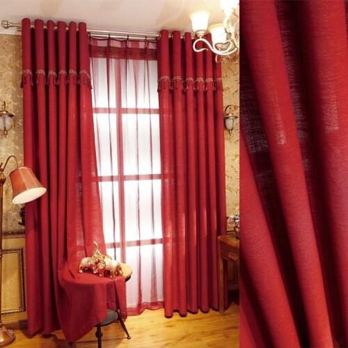 Living Room Bedroom Warm Simple Modern Custom Red Curtains Finished Fabrics Cotton Linen Wedding Cortinas Eco-Friendly Rideaux