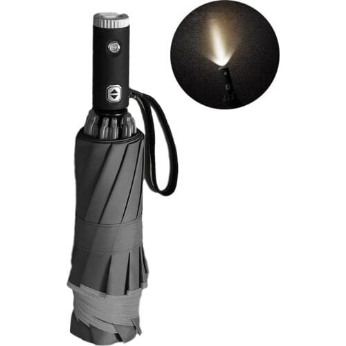 Creative Travel Umbrella Automatic Folding Flashlight Night Line LED Light Umbrella Windproof Business Men Umbrella
