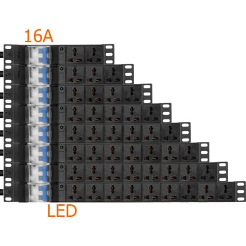 PDU Aluminum Alloy Power Strip Short Circuit Protector Safety Double Open Air Switch 3/4/5/6/7/8/9/10 AC Universal Socket Outlet