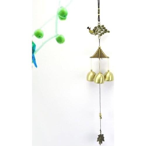 Great Sound Bronze Color Bells Wind Chimes China Copper Beautiful Peafowl Home Decor Happy Gifts High Quality