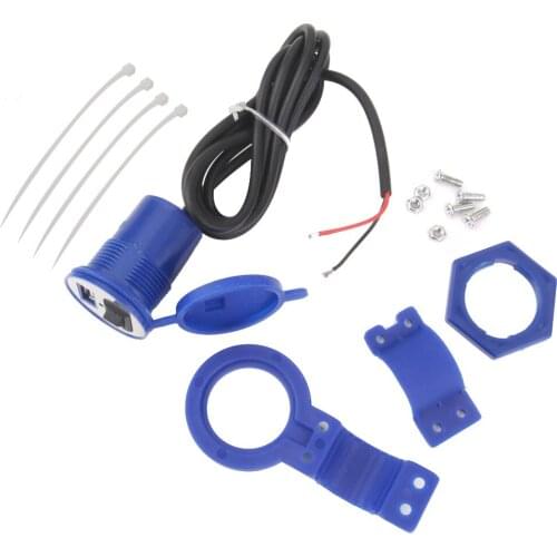 Waterproof 12V Car Motorcycle USB Power Charger Socket Switch 5V/1.5A Blue
