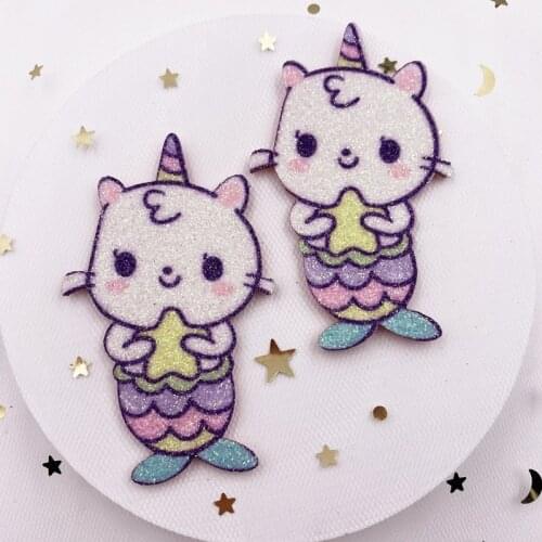 Felt Fabric Paillette Rainbow Glitter Unicorn Cat Applique Wedding DIY Sewing Patch Hair Bow Accessories DIY Craft Supplies E246