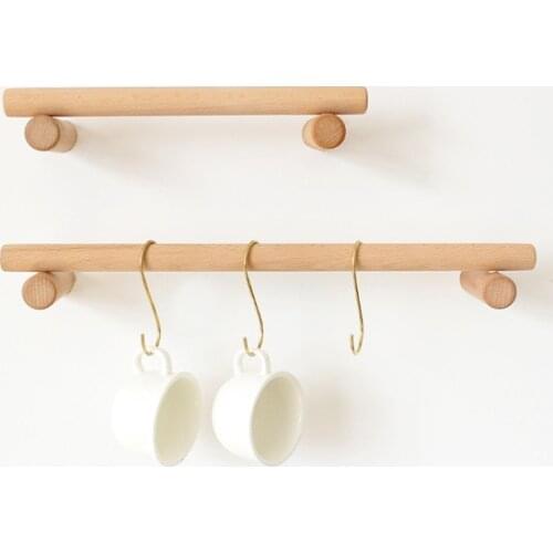 Japanese Beech Wood Towel Rack Bathroom Towel Bars Kitchen Shelf Rack Wall Mounted Bathroom Towel Rack 35 45 60cm