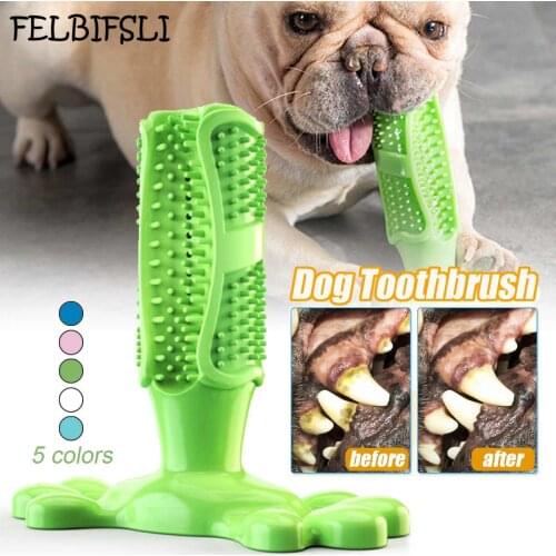 Pet Dog Toothbrush Chew Toy Doggy Brush Stick Soft Rubber Teeth Cleaning Dot Massage Toothpaste for Small dogs Pets Toothbrushes