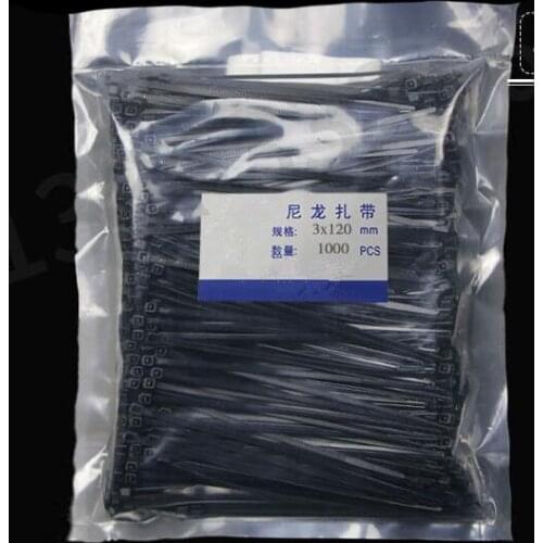 1000pcs Black 3*80/100/120/150/200mm Self-Locking Nylon Cable Tie Plastic Cable Zip Wire Tie Cord Strap