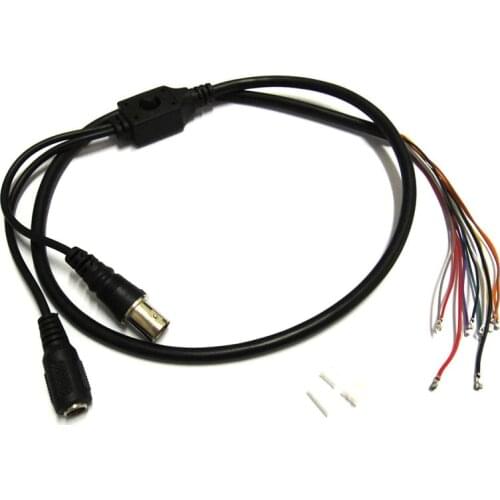 2pcs 80cm BNC Video DC12V Power OSD Control Pigtail Cable Analog CCTV Camera Module Board Menu Button end cable, black, white
