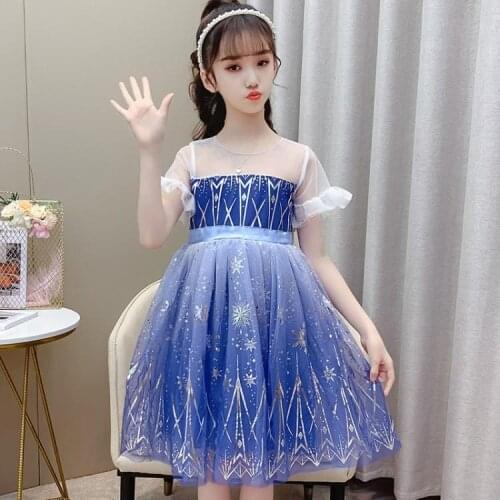 2021 Girls Summer Lace Tutu Dress Teenager Shining Evening Wedding Dress Princess Kids Birthday Dresses Children Vestido Clothes