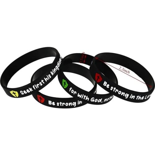300pcs Bible Verses Colored Strength Faith Hope Belief Religious Silicone Bracelets Rubber Wristbands Free Shipping by DHL