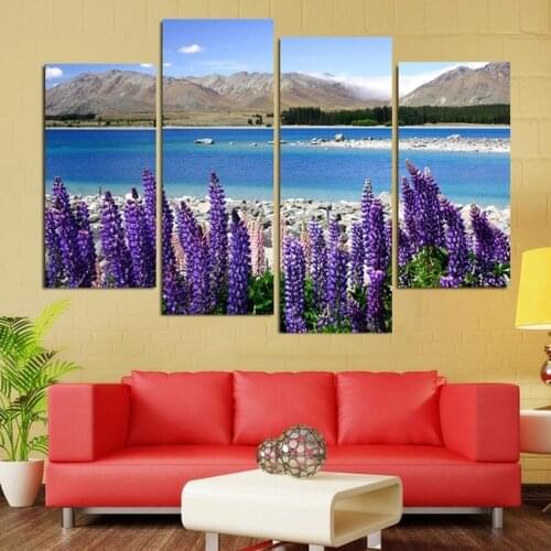 4 Piece Riverside Landscape HD Wall Picture Decorative Art Print Oil Painting on Canvas for Living Room