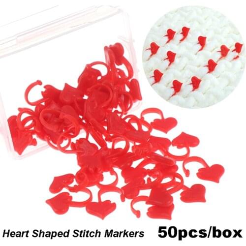 50pcs/lot Heart Shaped Stitch Markers Plastic Knitting Crochet Locking Stitch Knitting Holder Needle Sewing Accessories